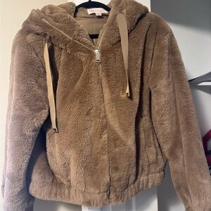Philosophy Tan Teddy Jacket Soft Cozy Hooded